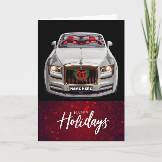 Santa-Mobile Happy Holidays Personalized Christmas Card (Front)