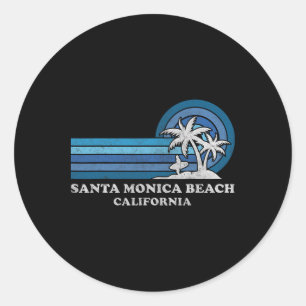 Santa Monica Beach California Family Summer Vacati Classic Round Sticker
