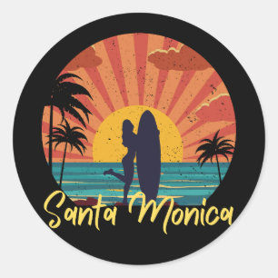 Santa Monica Beach Classic Round Sticker