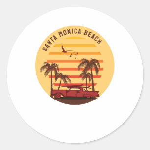 Santa Monica Beach Classic Round Sticker