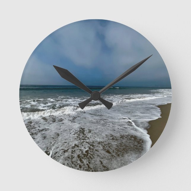 Santa Monica Beach in the fall. Round Clock (Front)