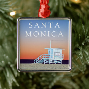 Santa Monica Beach   Los Angeles, California Metal Ornament