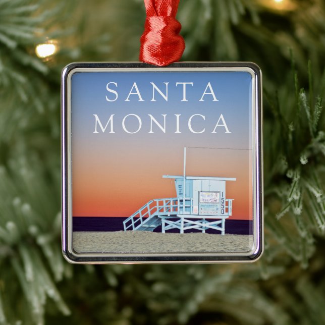 Santa Monica Beach | Los Angeles, California Metal Ornament (Tree)