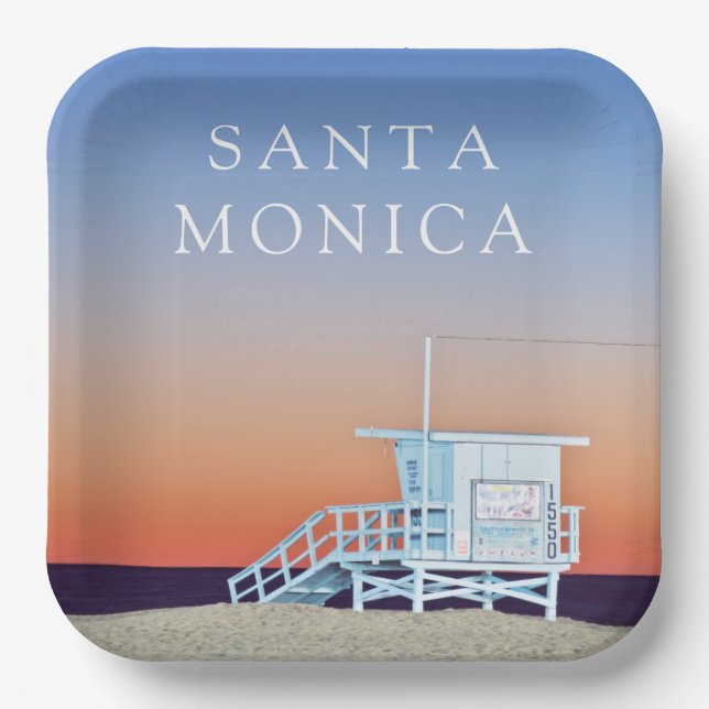 Santa Monica Beach | Los Angeles, California Paper Plate (Front)