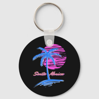 Santa Monica Beach Outrun 80s Aesthetic Vaporwave  Keychain