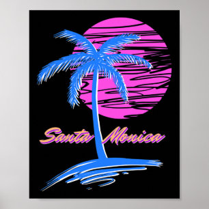 Santa Monica Beach Outrun 80s Aesthetic Vaporwave  Poster