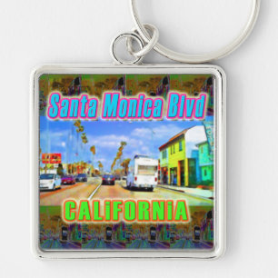 "Santa Monica Blvd 2" Keychain