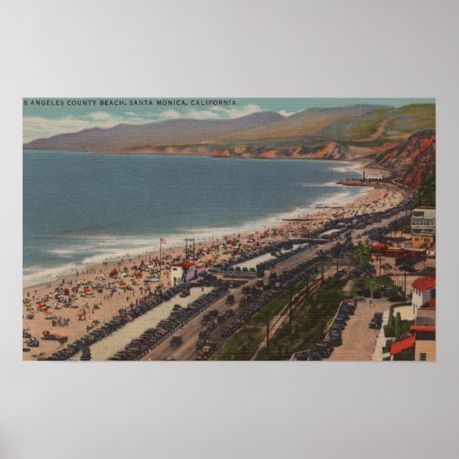 Santa Monica, CA - Los Angeles County Beach Scen Poster (Front)