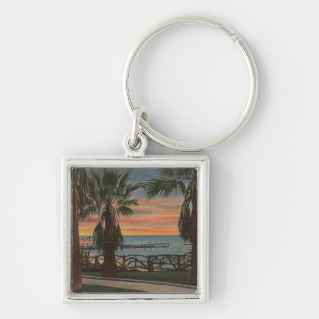 Santa Monica, CA - Yacht Harbour and Sunset View Keychain (Front)