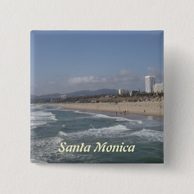 Santa Monica, California 2 Inch Square Button (Front)