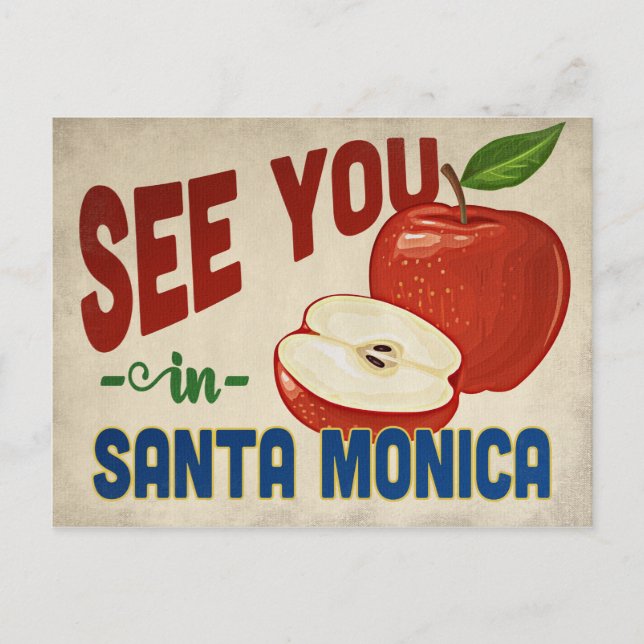 Santa Monica California Apple - Vintage Travel Postcard (Front)