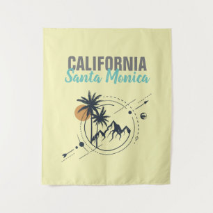 Santa Monica California Geometric Palms  Tapestry