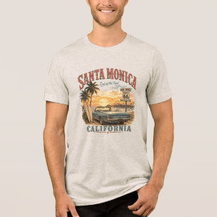 Santa Monica California Historic Route 66 End  Tri-Blend Shirt