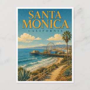 Santa Monica California Ocean Pier GeoSaga Postcard