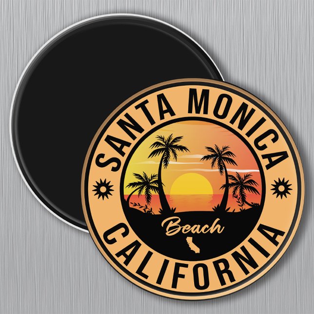 Santa Monica California Sunset Vacation Souvenirs Magnet (Creator Uploaded)