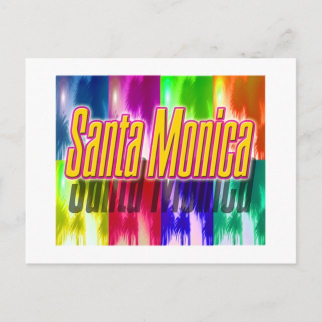 "Santa Monica" Colourful Palms Postcard (Front)