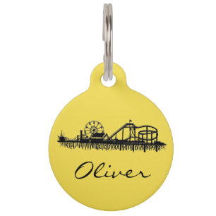 Santa Monica Pier California Cali Ferris Wheel Pet Tag