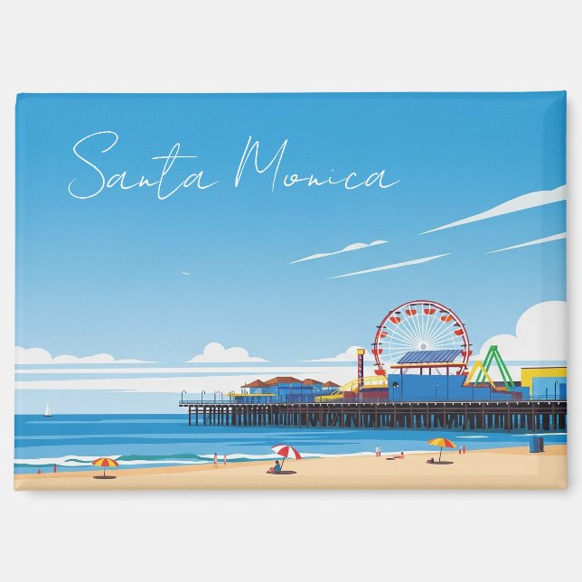 Santa Monica Pier California Los Angeles Magnet (Front)
