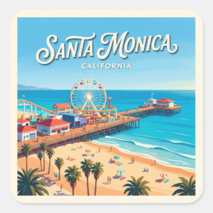 Santa Monica Pier California Square Sticker