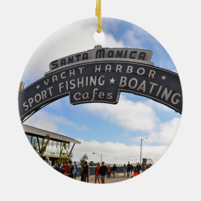 Santa Monica Pier Ceramic Ornament (Back)