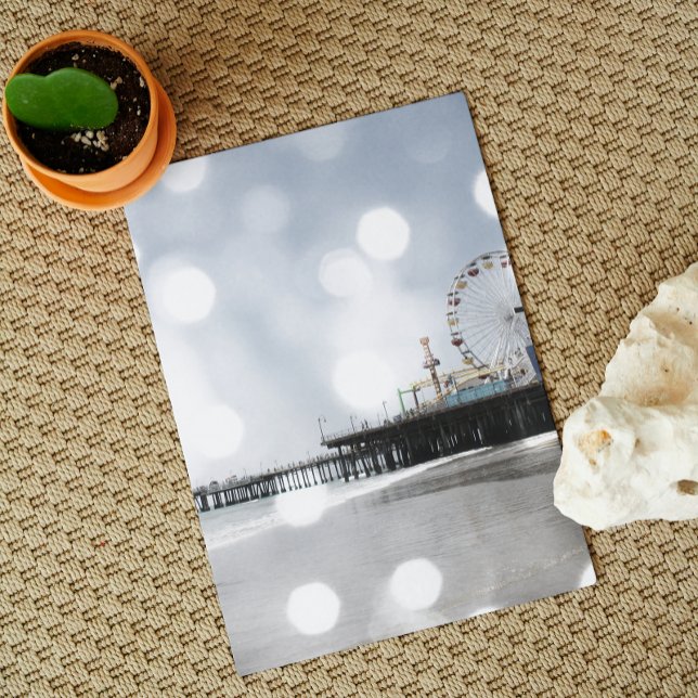 Santa Monica Pier Grey Sparkles Photo Edit Postcard (Creator Uploaded)