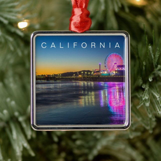 Santa Monica Pier | Los Angeles, California Metal Ornament (Tree)