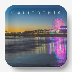 Santa Monica Pier   Los Angeles, California Paper Plate