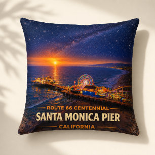 Santa Monica Pier Route 66 Centennial Decor Throw Pillow