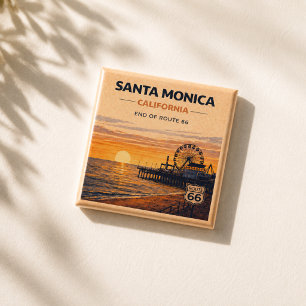 Santa Monica Route 66 California Beach Gift 2 Inch Square Button