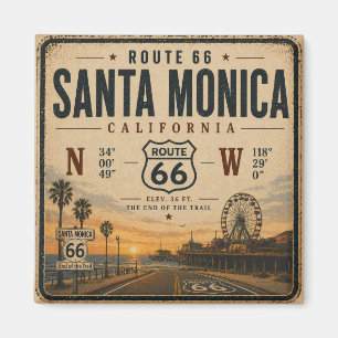 Santa Monica Route 66 Fridge Art Magnet