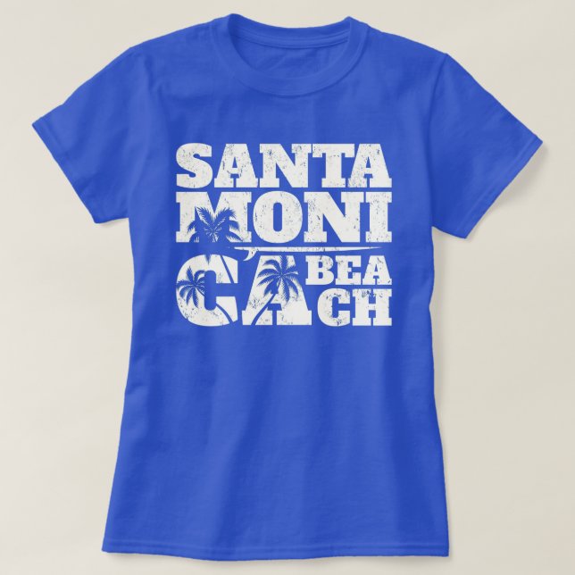 Santa Monica surfboard and palms ca T-Shirt (Design Front)
