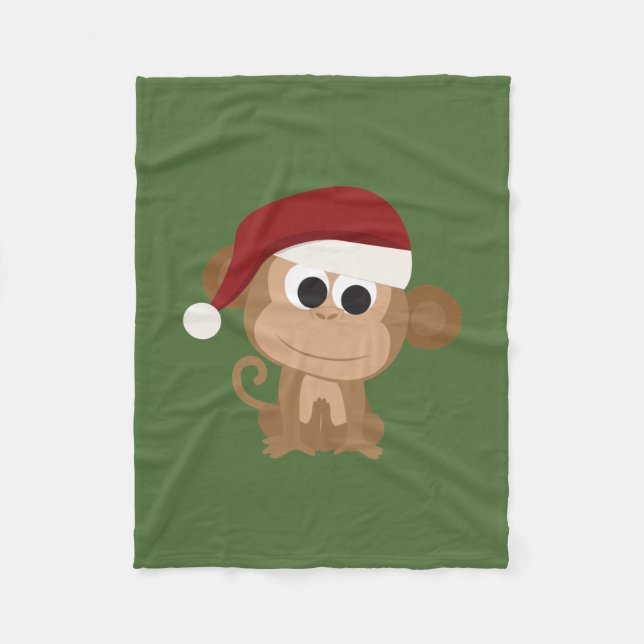 Santa Monkey Fleece Blanket (Front)