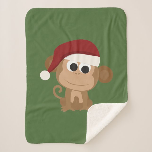 Santa Monkey Fleece Blanket (Front)