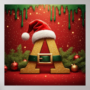 Santa Monogram A For Christmas Gifts Poster