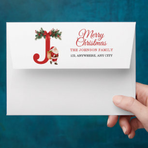 Santa Monogrammed and Name Family Matching Envelope