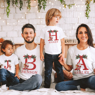 Santa Monogrammed and Name Family Matching T-Shirt