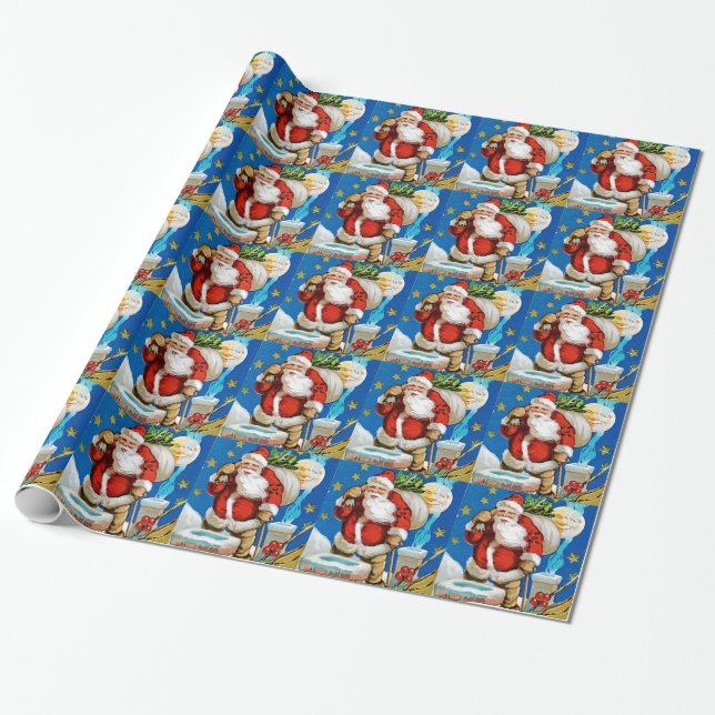 Santa Moon Wrapping Paper (Unrolled)