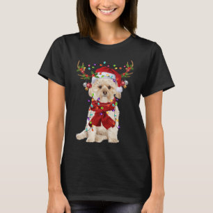Santa Morkie Dog Reindeer Christmas Lights T-Shirt