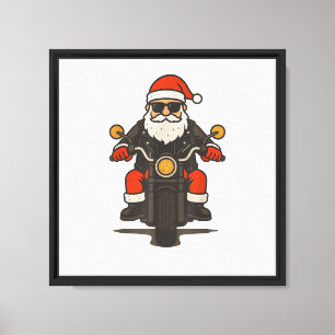 Santa Motorcycle Christmas Vintage Funny Biker Canvas Print