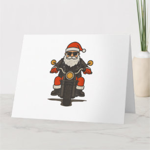 Santa Motorcycle Christmas Vintage Funny Biker Card
