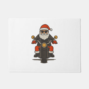 Santa Motorcycle Christmas Vintage Funny Biker Doormat