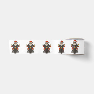 Santa Motorcycle Christmas Vintage Funny Biker Satin Ribbon