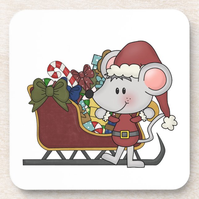 Santa Mouse With Sled Coaster (Front)