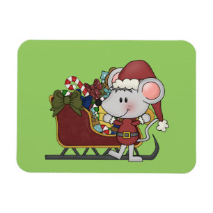 Santa Mouse With Sled Magnet