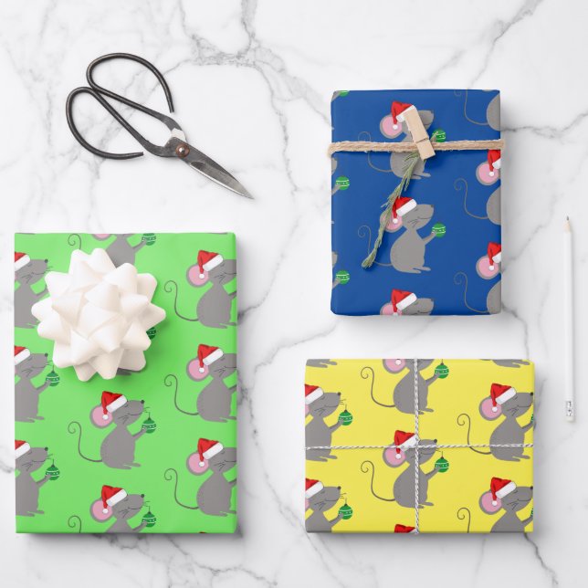 Santa Mouse Wrapping Paper Sheet (Front)