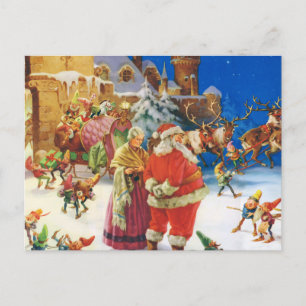 Santa & Mrs Claus at the North Pole, Christmas Eve Holiday Postcard