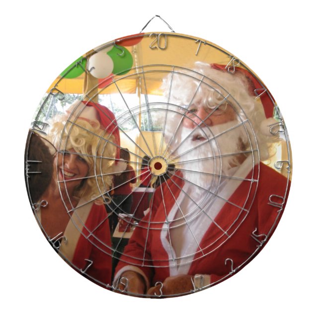 Santa & Mrs. Claus Christmas Celebration – Festive Dartboard (Front)