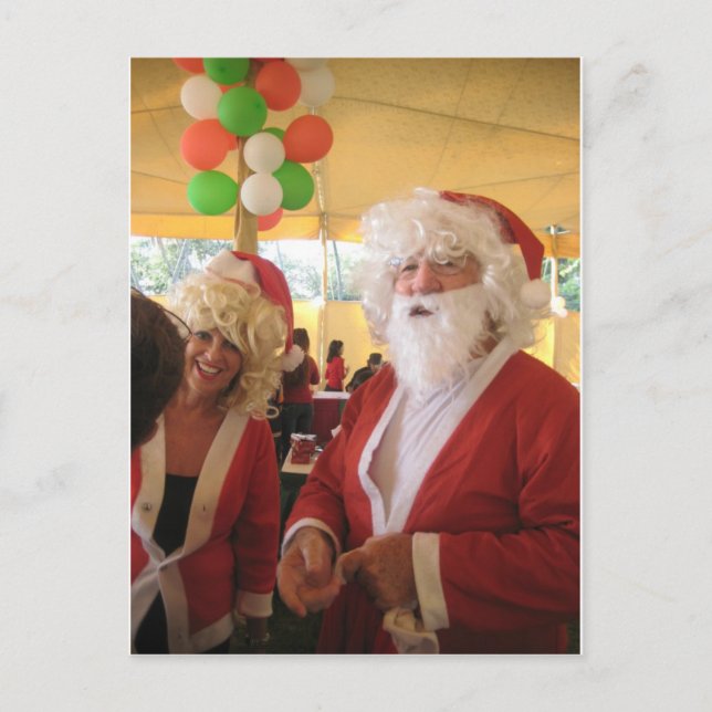 Santa & Mrs. Claus Christmas Celebration – Festive Holiday Postcard (Front)