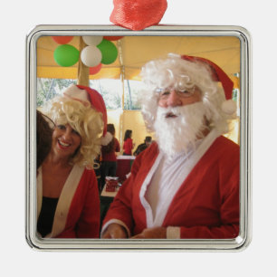 Santa & Mrs. Claus Christmas Celebration – Festive Metal Ornament