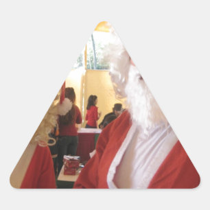 Santa & Mrs. Claus Christmas Celebration – Festive Triangle Sticker